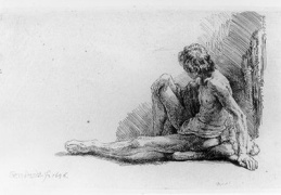 Nude Man Seated on the Ground with One Leg Extended WGA