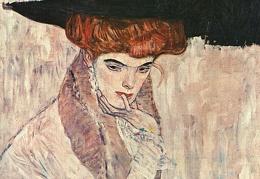 Klimt The Black Feather Hat 1910 oil on cavnas Private Co