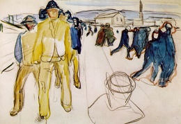 Munch Workers returning home Watercolor after 1916 Kommunes 