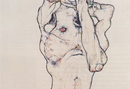 Schiele Standing Male Nude with Red Loincloth 1914 Graphis