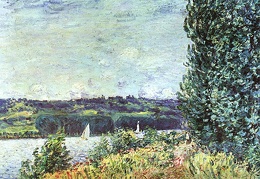 Sisley The Banks of the Seine Wind Blowing 1894 