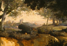 Corot Forest of Fontainebleau c 1830 Detalj 3 NG Washing