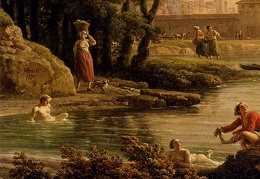Vernet Claude Joseph Landscape With Bathers detail