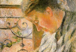 Pissarro Portrait of Madame Pissarro Sewing near a Window 1