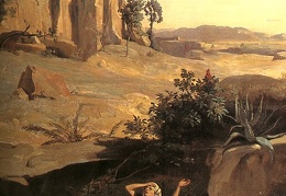 Corot Hagar in the Wilderness detail 1835 oil on canvas 