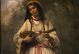 Corot Gypsy Girl with Mandolin probably c 1870-1875 Detal