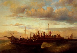Monticelli Adolphe Joseph Thomas Italian Fishing Vessels At Dusk