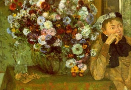 Degas Madame Valpin on with Chrysanthemums 1865 oil on can