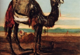 Decamps Alexandre Gabriel A Bedouin And A Camel Resting In A Desert Landscape