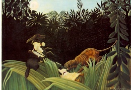 Rousseau H Scout Attacked by a Tiger Eclaireur attaque par