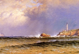 Bricher Alfred Thompson Coastal Scene with Lighthouse