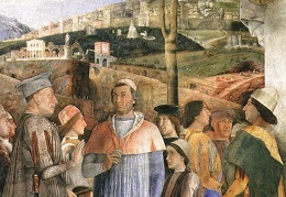 MANTEGNA THE MEETING DETAIL FROM WEST WALL OF THE CAMERA DE