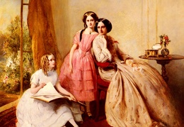 Solomon Abraham A Portrait Of Two Girls With Their Governess