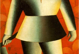 Malevitj Reaper on red background 1912-13 Fine Arts Museum 
