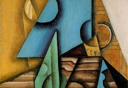 Gris Bottle and glass on a table 1913-14 61 5x38 5 cm Gal