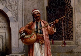 Chlebowski Stanislaus Von A Musician Playing Before A Mosque In Constantinople