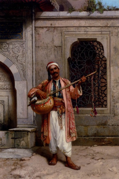 Chlebowski Stanislaus Von A Musician Playing Before A Mosque In Constantinople