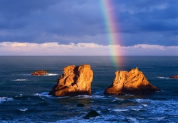 Rainbow Over Seastacks Bandon Oregon